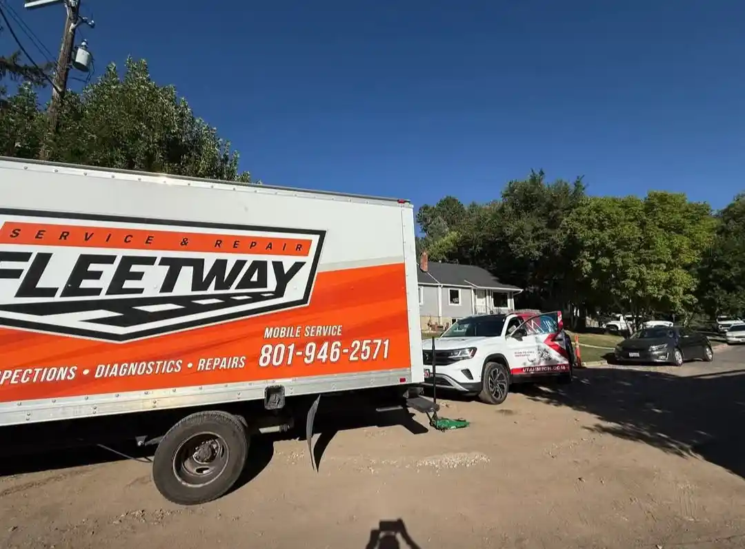 Fleetway Service & Repair mobile diesel repair truck providing on-site diagnostics and repairs in Clinton, Utah and surrounding Northern Utah neighborhoods